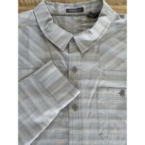 Toad & Co Shirt Mens Size Large Grey and Beige Button-Up Long Sleeve Pocket